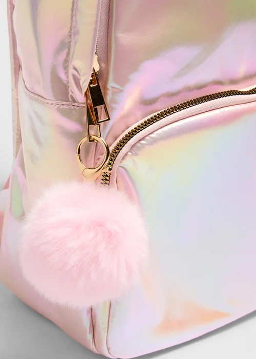 Girls Pink Iridescent Backpack - One Size Image 3