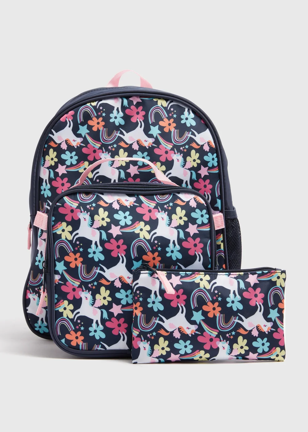 3 Pack Girls Black Unicorn Backpack Set - One Size Image 1