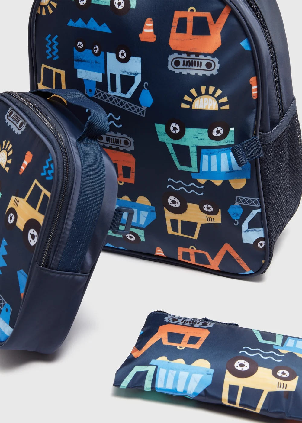 3 Pack Boys Navy Truck Backpack Set - One Size Image 2