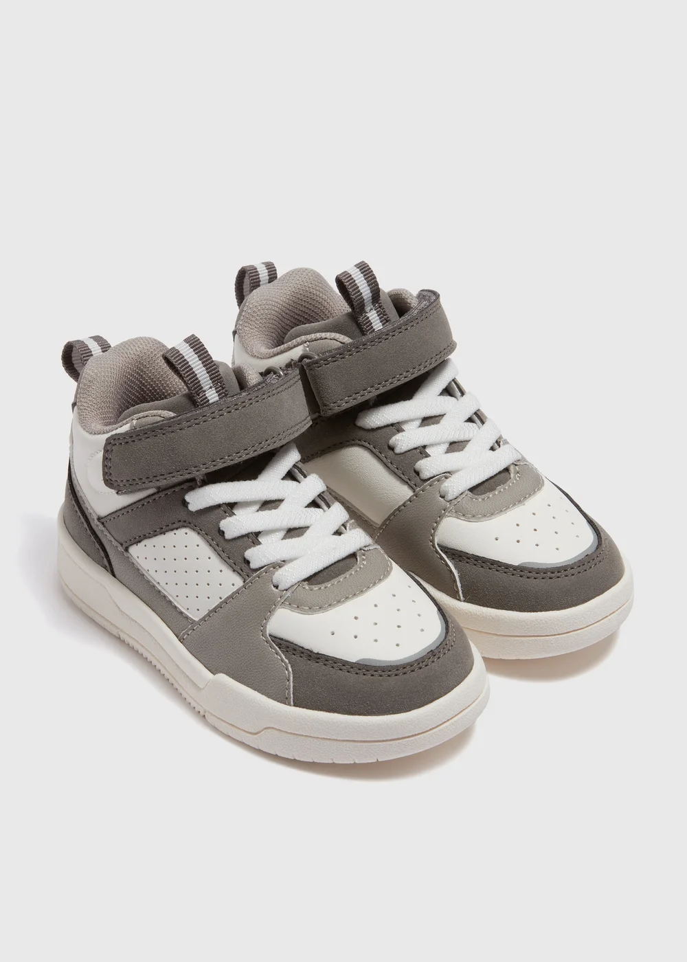 Boys Grey High Top PU Trainers (Younger 4-12) - Size 4 Infants Image 1