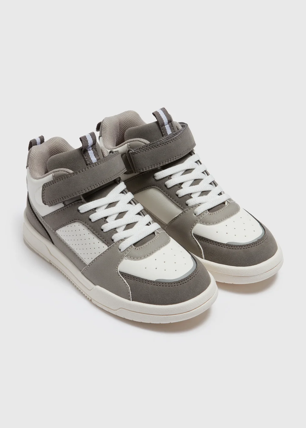 Boys Grey High Top PU Trainers (Younger 10 - Older 6) - Size 1 Image 1
