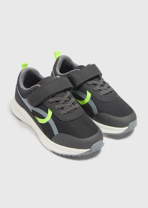 Boys Grey Sports Trainers (Younger 10-6) - Size 1 Image 1