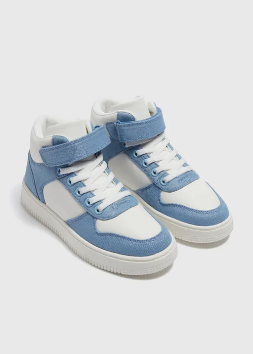 Girls White Denim High Top Shoes (Younger 8-Older 2) - Size 1 Image 1