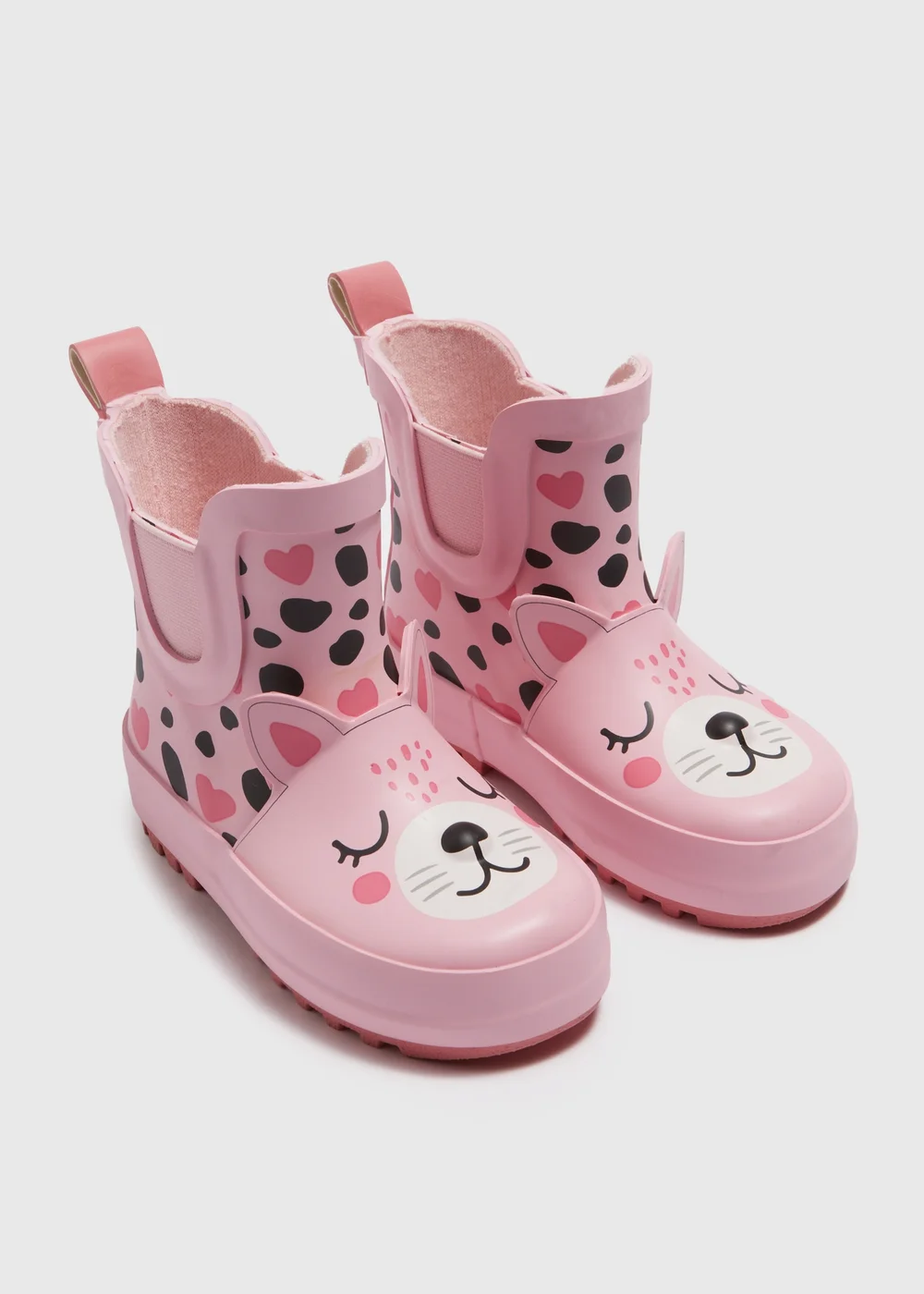 Girls Pink Cat Chelsea Wellies (Younger 4-12) - 6 Infant Image 1