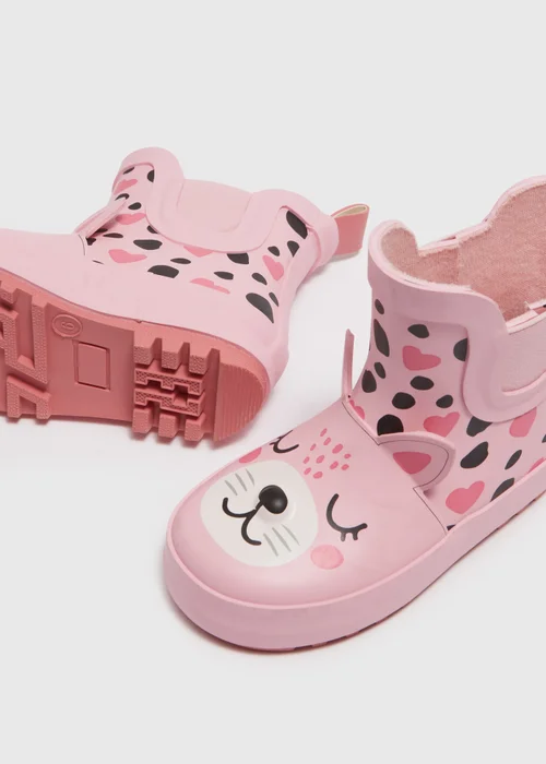 Girls Pink Cat Chelsea Wellies (Younger 4-12) - 6 Infant Image 2