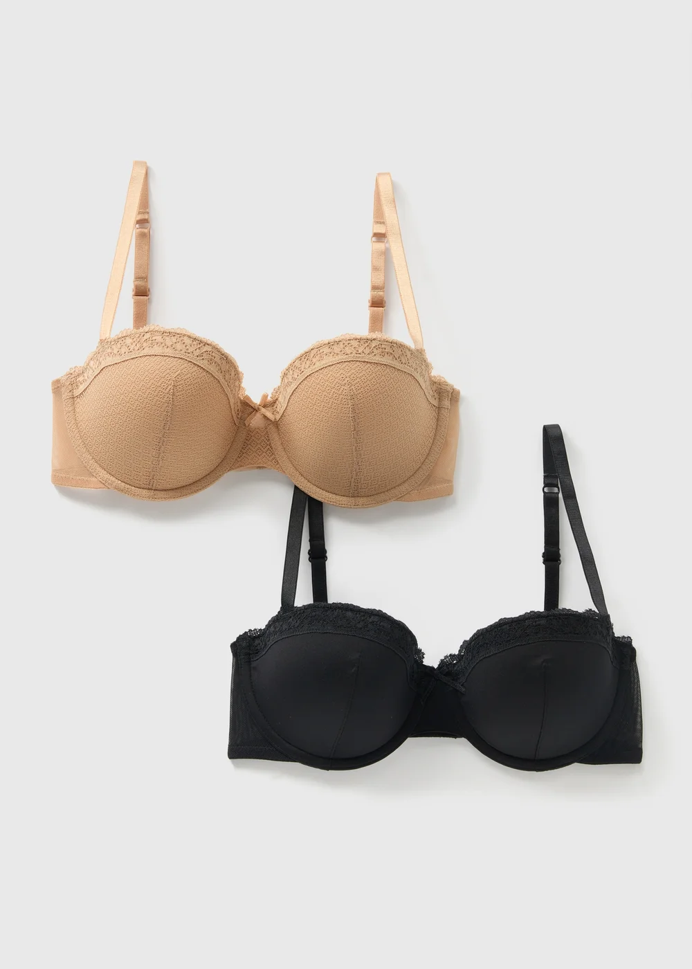 2 Pack Nude & Black Balcony Bra - 32A Image 1