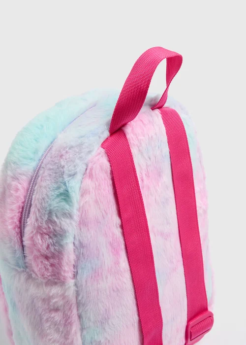 Girls Pink Faux Fur Unicorn Backpack - One Size Image 2