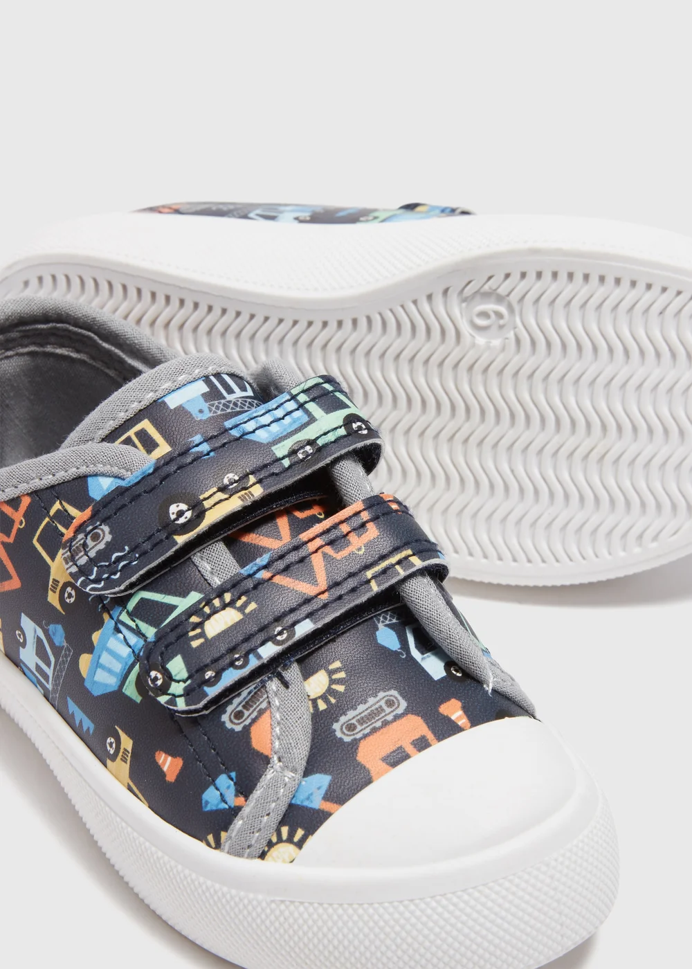 Boys Navy Truck Strap Trainers (Younger 4-12) - Size 4 Infants Image 2