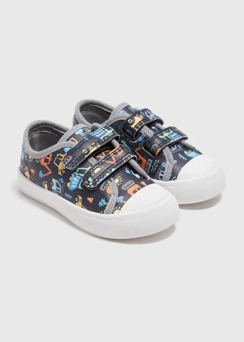 Boys Navy Truck Strap Trainers (Younger 4-12) - Size 4 Infants Image 1