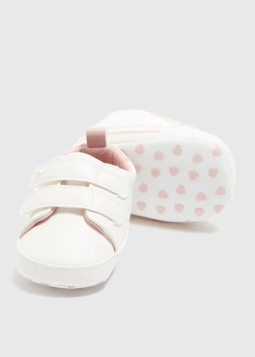 Baby White Double Strap Trainers (Newborn-18mths) - Age 6 - 9 Months Image 2