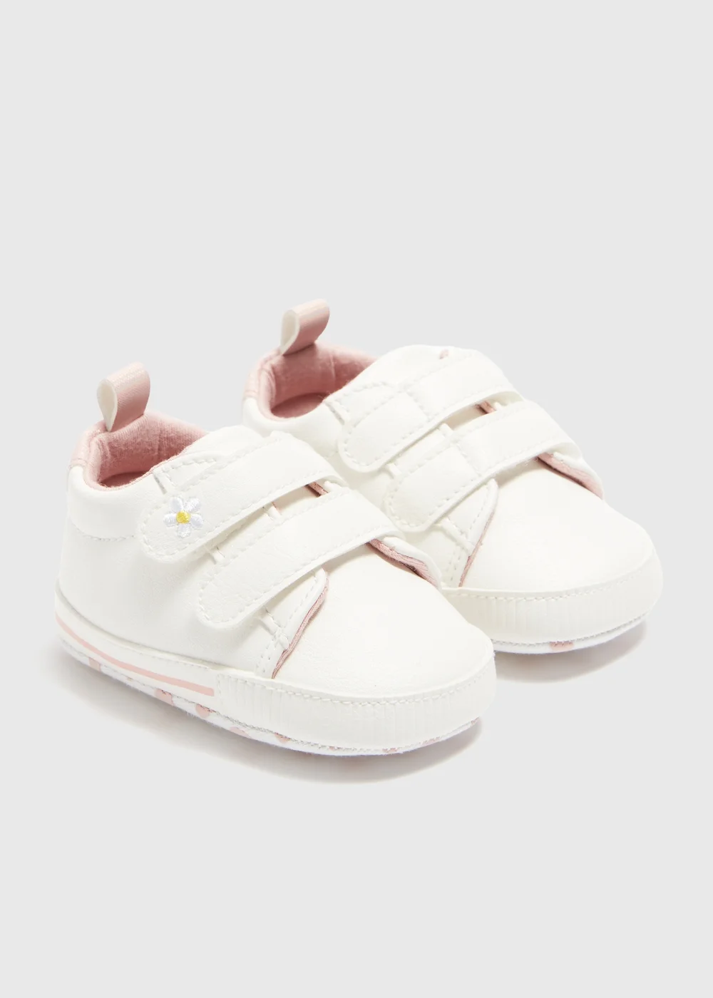 Baby White Double Strap Trainers (Newborn-18mths) - Age 6 - 9 Months Image 1