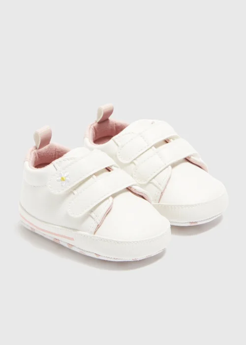 Baby White Double Strap Trainers (Newborn-18mths) - Age 6 - 9 Months Image 1