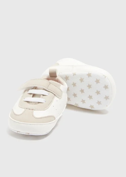 Baby White Retro Trainers (Newborn-18mths) - Age 0 - 3 Months Image 2