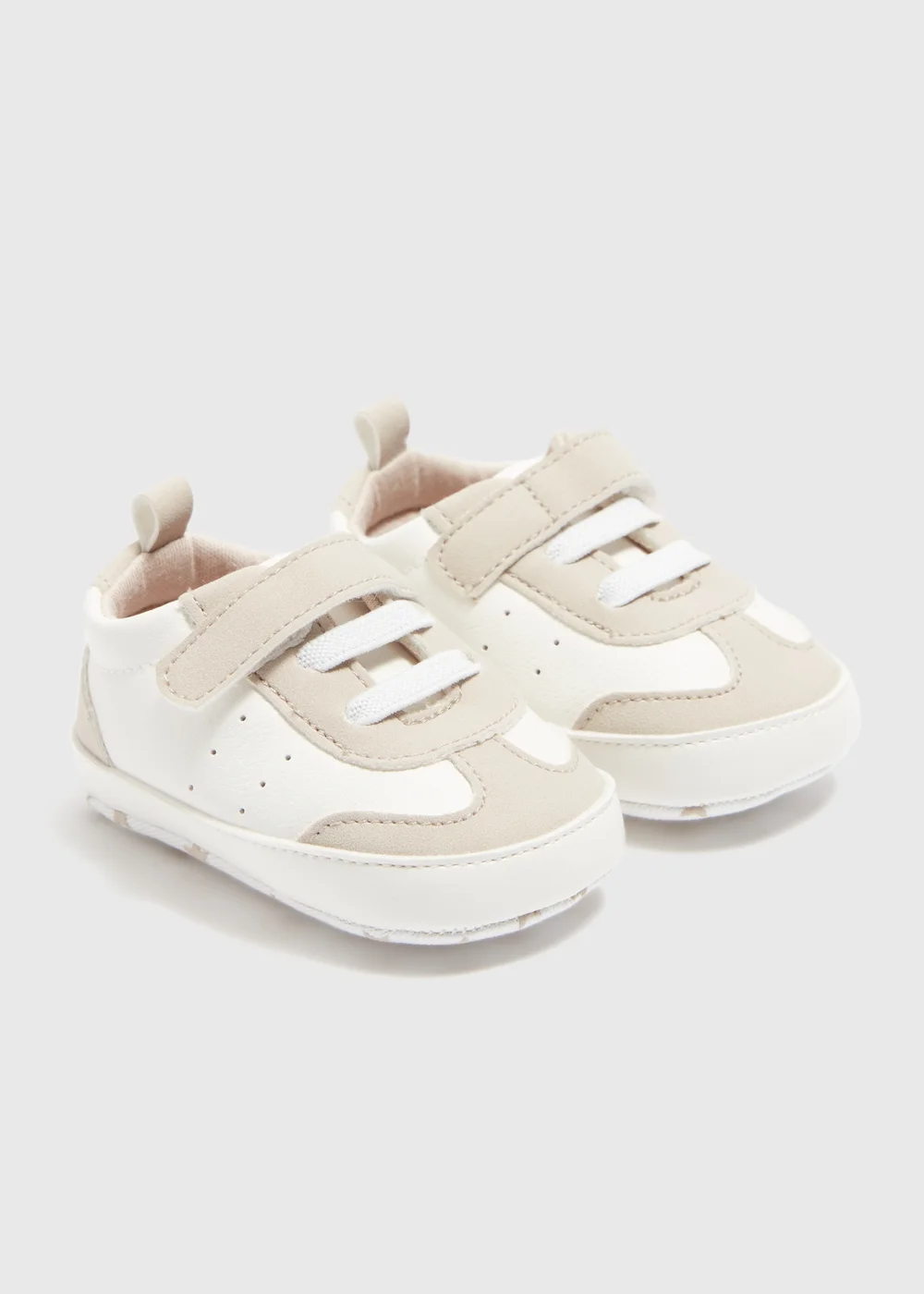 Baby White Retro Trainers (Newborn-18mths) - Age 0 - 3 Months Image 1