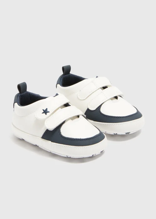 Baby White Double Strap Trainers (Newborn-18mths) - Age 0 - 3 Months Image 1