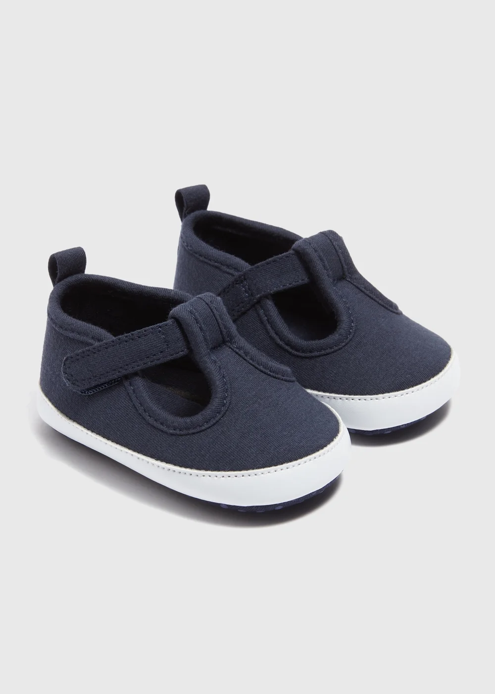 Baby Navy Canvas T-Bar Shoes (Newborn-18mths) - Age 0 - 3 Months Image 1