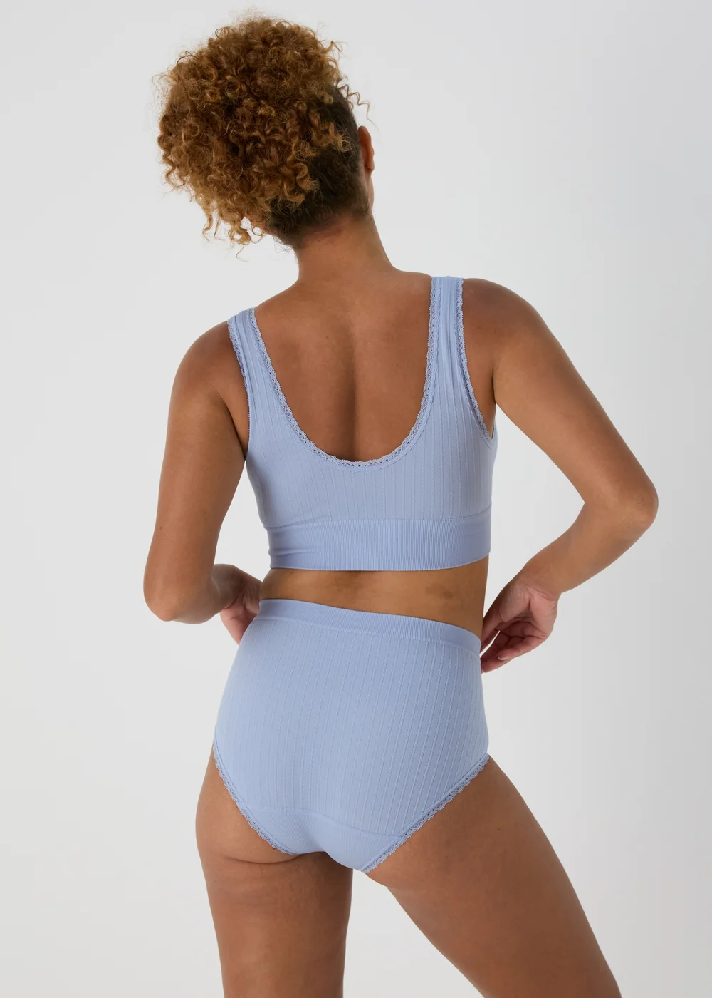 2 Pack Blue Seamless Padded Crop Bra - S Image 3