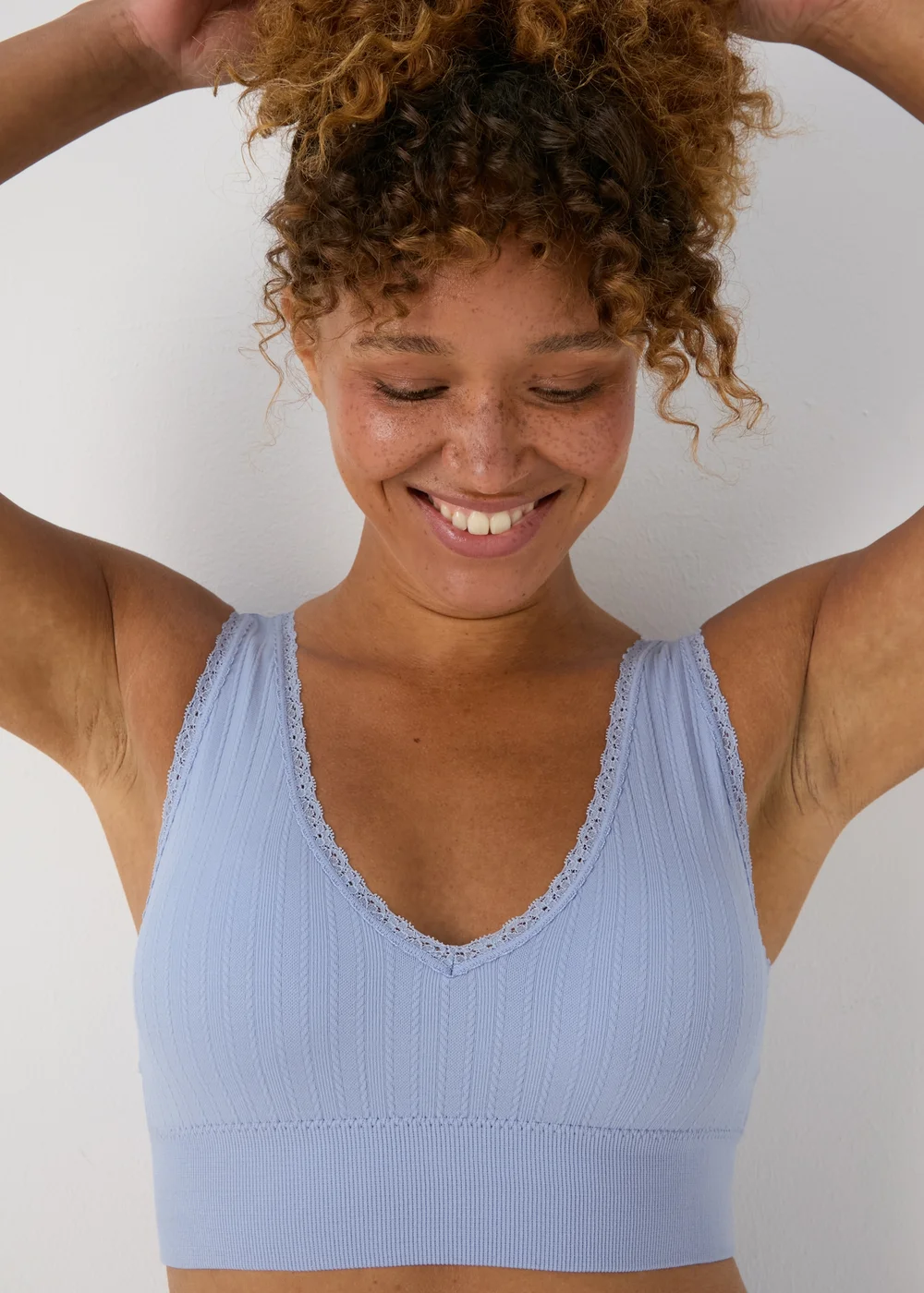 2 Pack Blue Seamless Padded Crop Bra - S Image 4