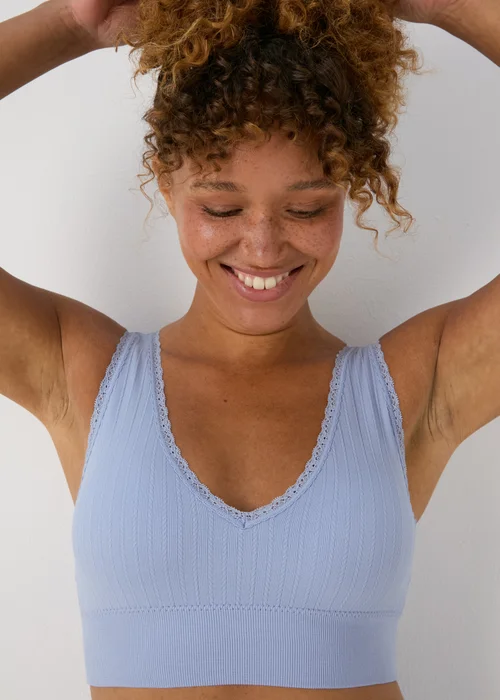 2 Pack Blue Seamless Padded Crop Bra - S Image 4