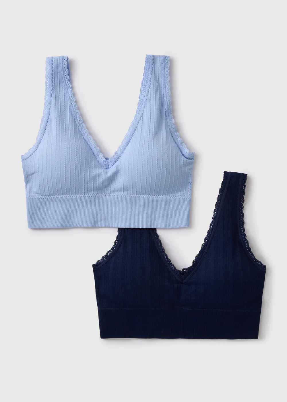 2 Pack Blue Seamless Padded Crop Bra - S Image 1
