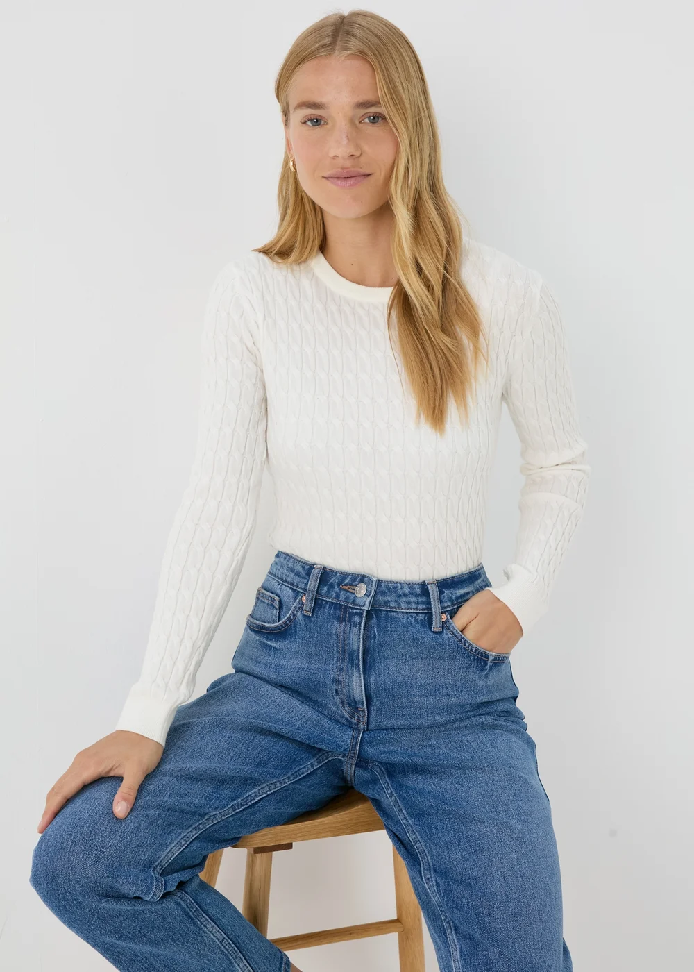 Cream Baby Cable Jumper - 8 Image 1