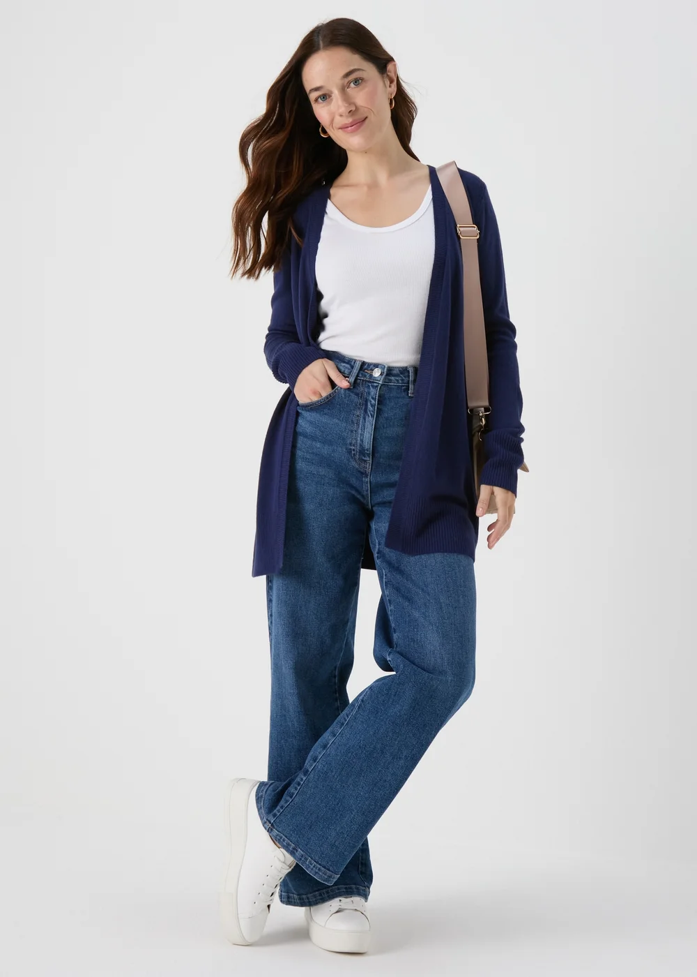 Navy Ribbed Cardigan - 8 Image 1