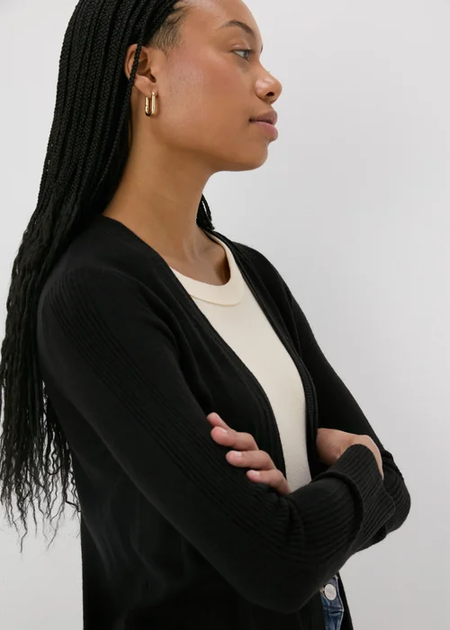 Black Ribbed Cardigan - 8 Image 3