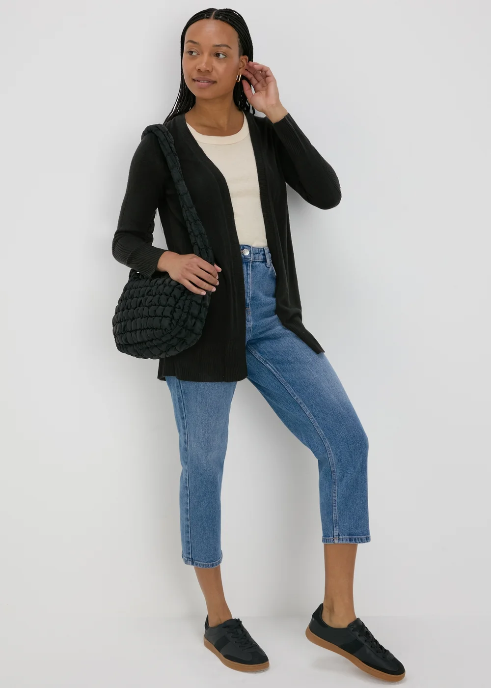 Black Ribbed Cardigan - 8 Image 4