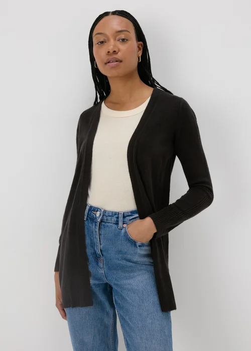 Black Ribbed Cardigan - 8 Image 1