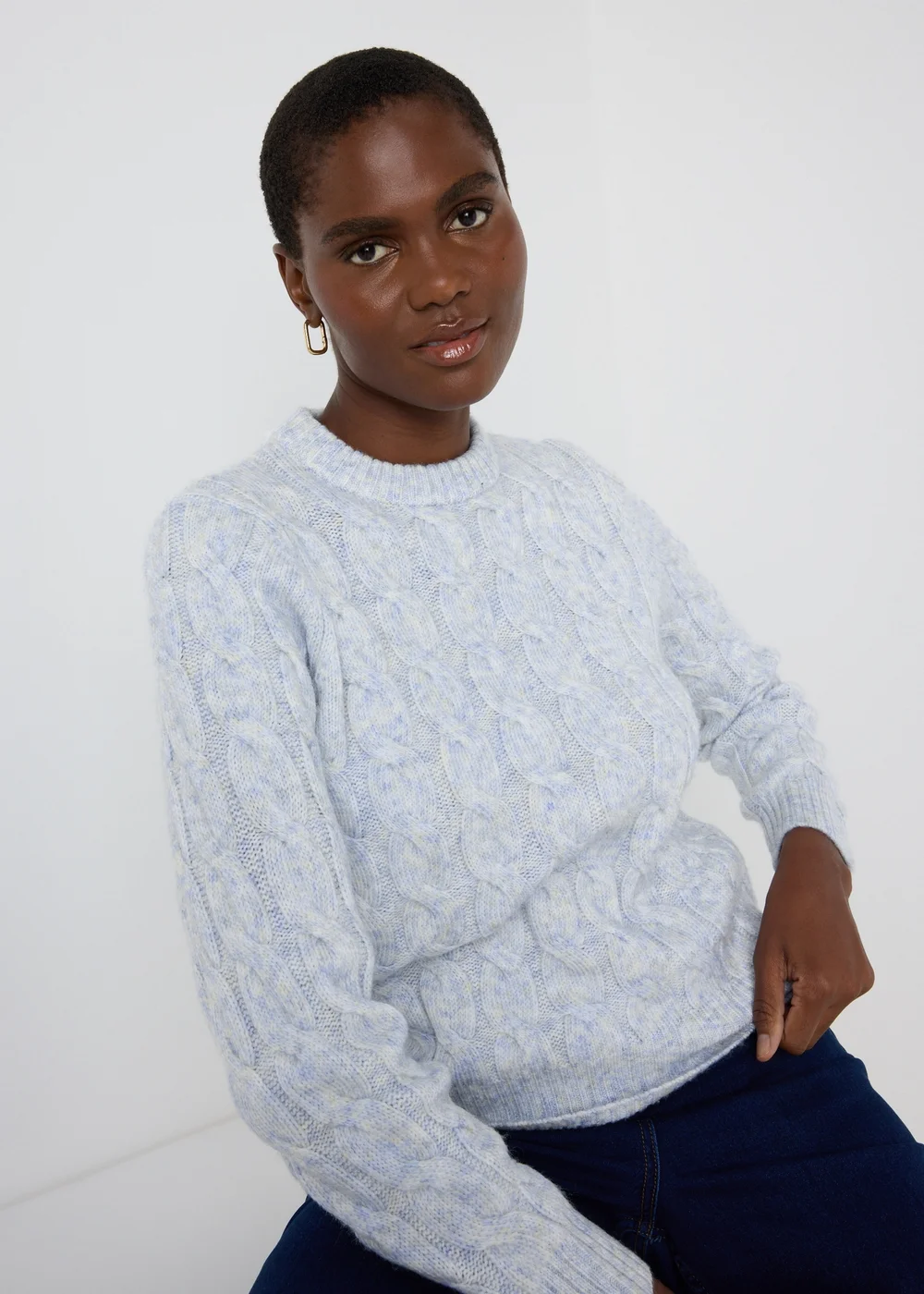 Blue Cable Knit Jumper - XS Image 1