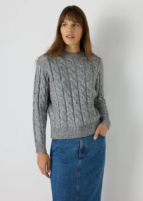 Grey Cable Knit Jumper - XS Image 1