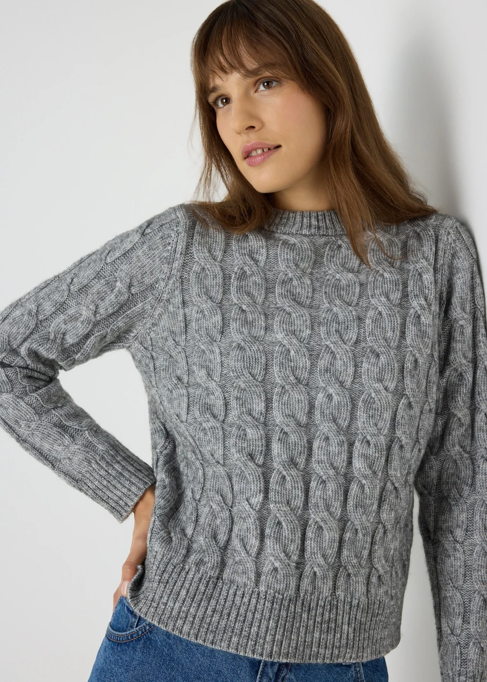 Grey Cable Knit Jumper - XS Image 3