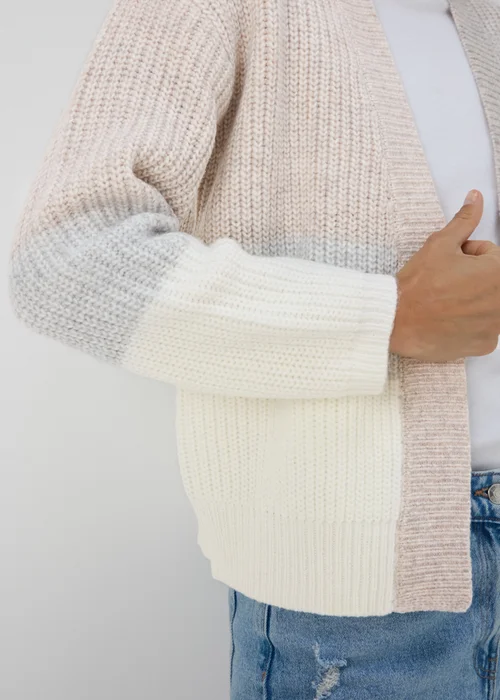 Beige Block Knitted Cardigan - XS Image 3