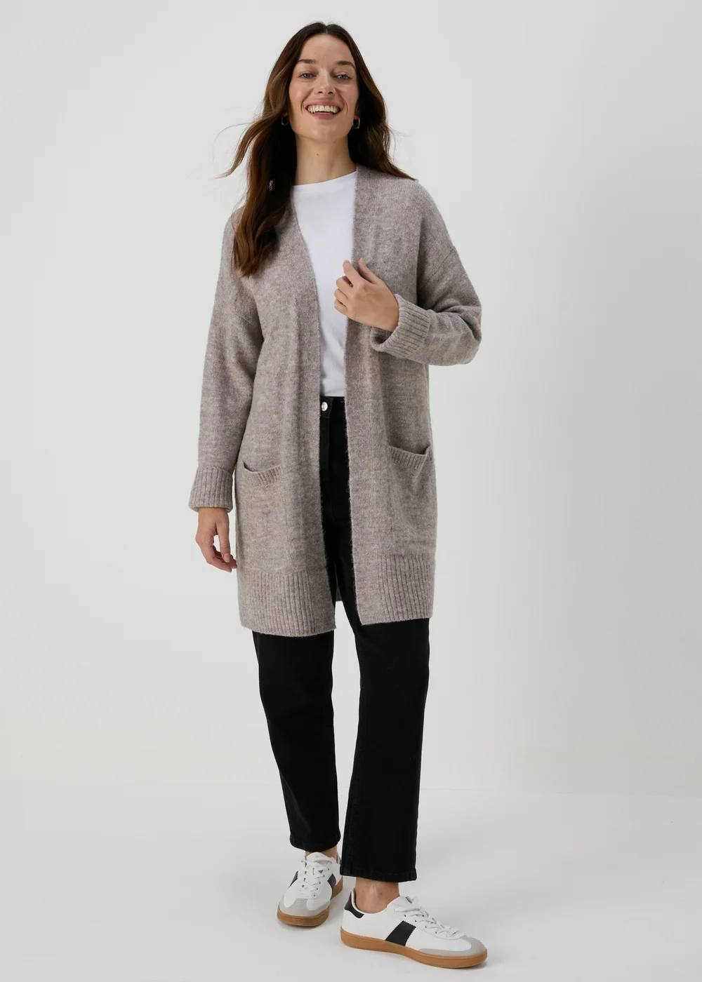 Beige Longline Knitted Cardigan - XS Image 1