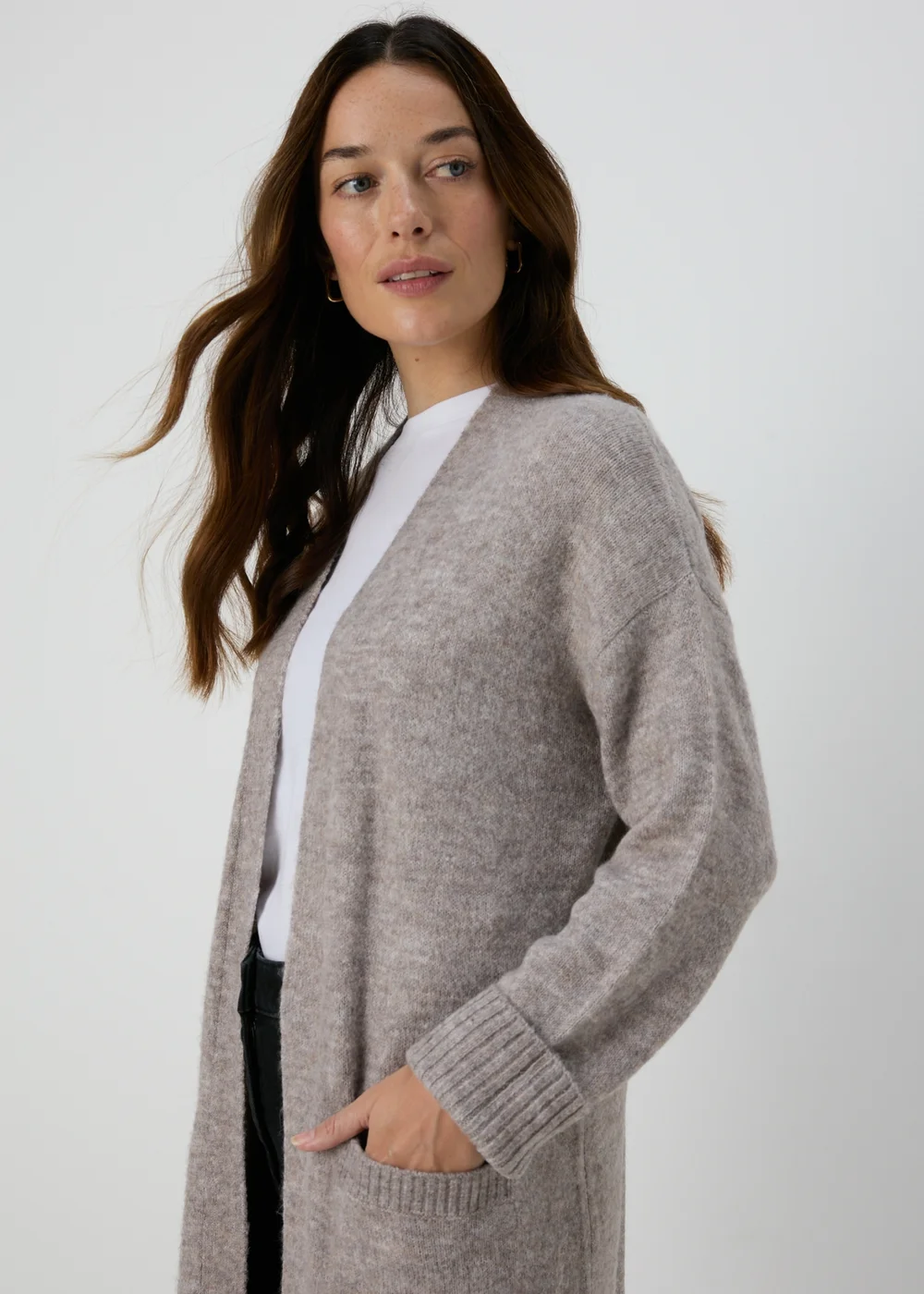 Beige Longline Knitted Cardigan - XS Image 3