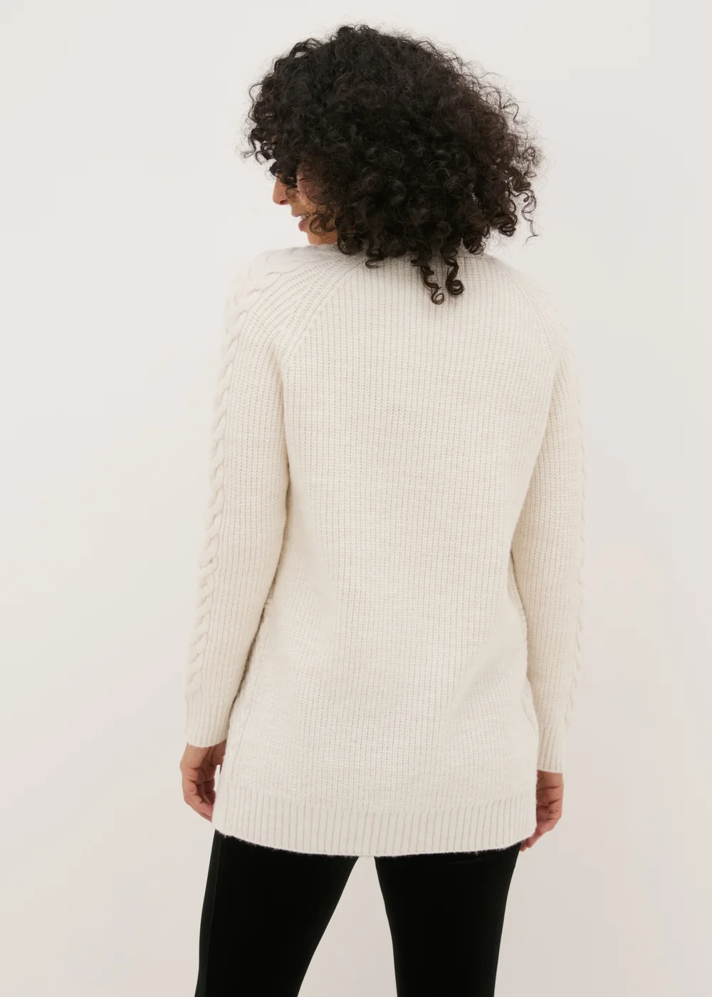 Cream Mixed Stitch Cable Knit Cardigan - XS Image 2