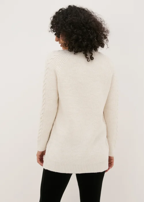 Cream Mixed Stitch Cable Knit Cardigan - XS Image 2