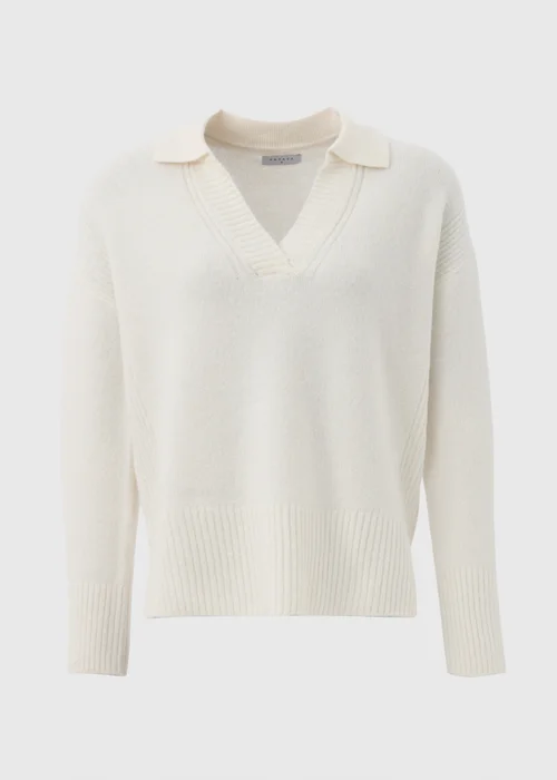 Cream Ribbed V-Neck Jumper - XS Image 5