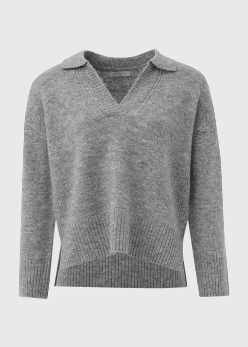 Grey Ribbed V-Neck Collar Jumper - XS Image 5