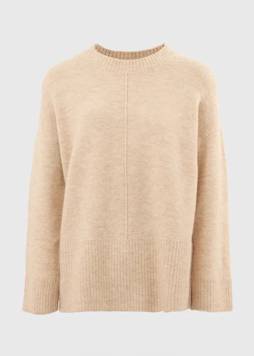 Beige Knitted Front Seam Jumper - XS Image 3