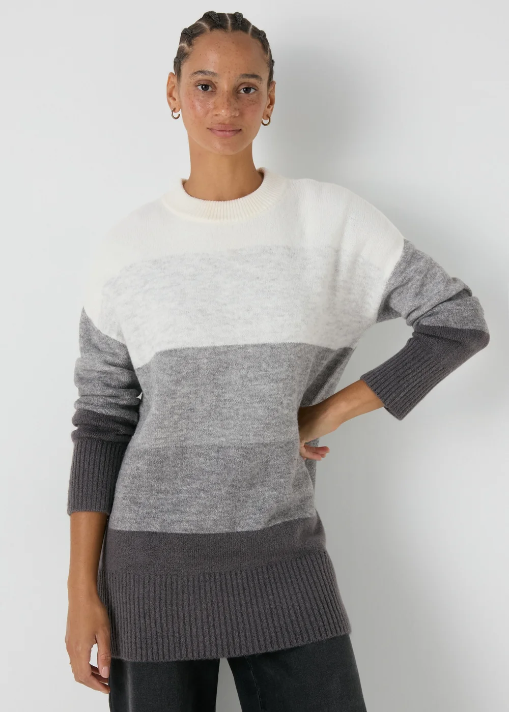 Grey Stripe Knitted Tunic - XS Image 1