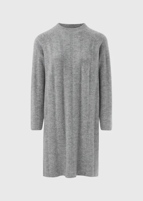 Grey Ribbed Knit Mini Dress - XS Image 4