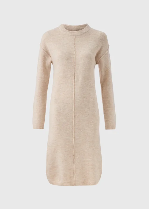 Beige Front Seam Knitted Dress - XS Image 4