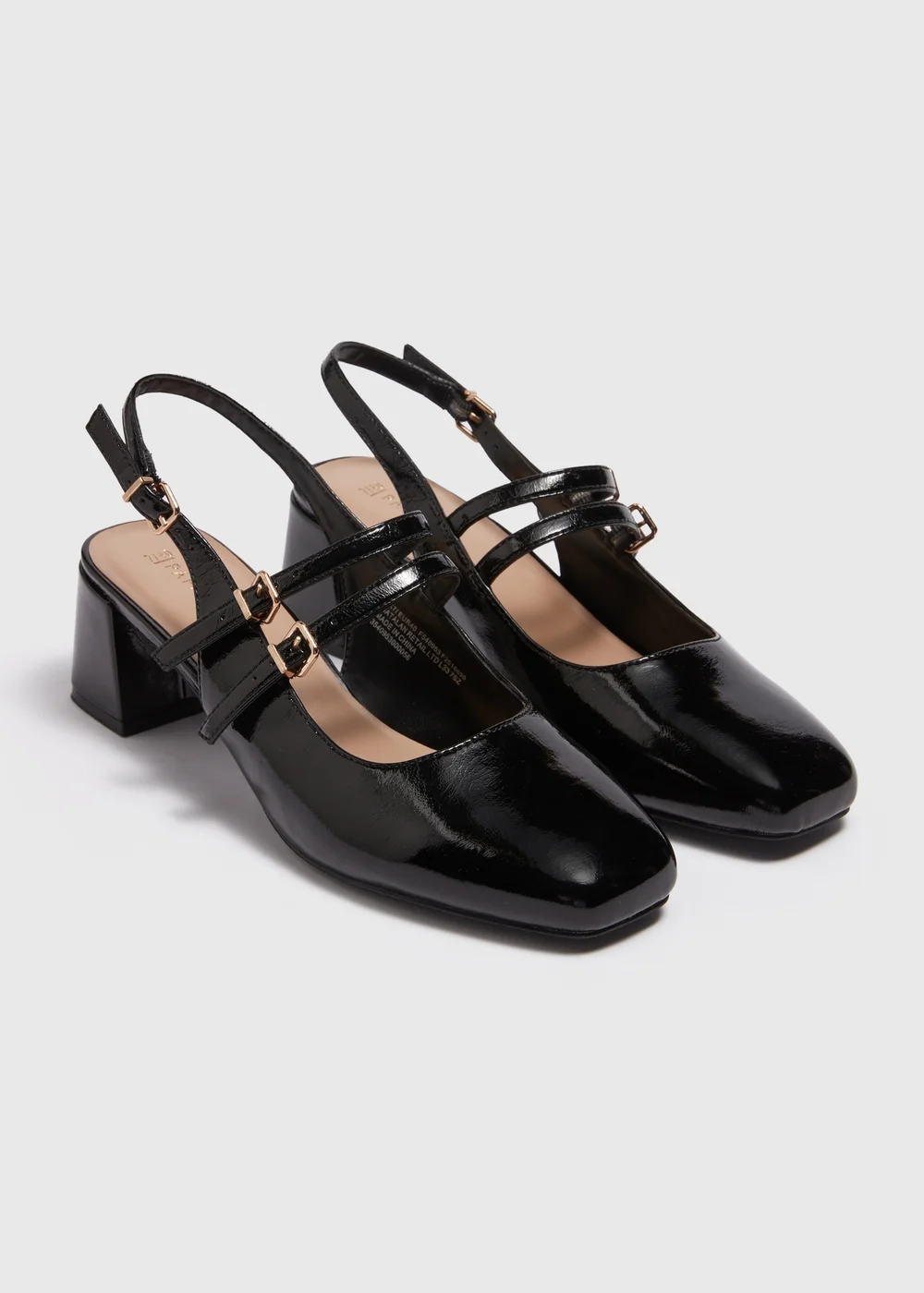 Black Patent Slingback Block Heels - 3 Image 1