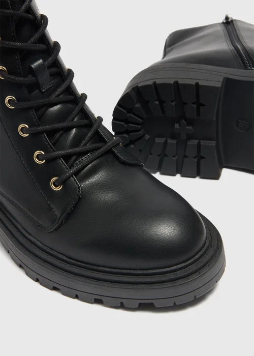 Black Lace Up Boots - Size 3 Image 2