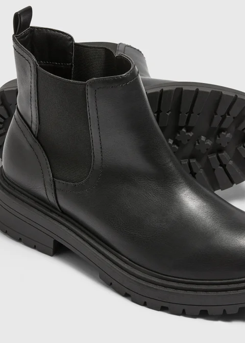 Black PU Chelsea Boots - 3 Image 2
