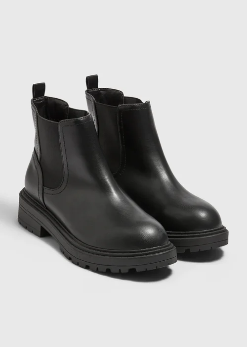 Black PU Chelsea Boots - 3 Image 1