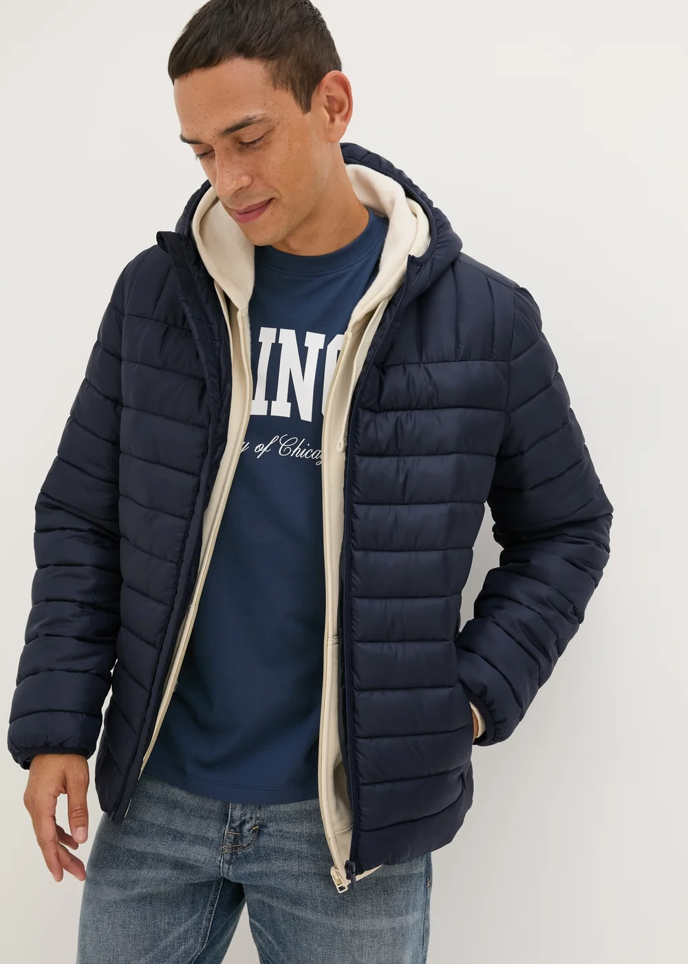 Navy Hooded Padded Jacket - S Image 1