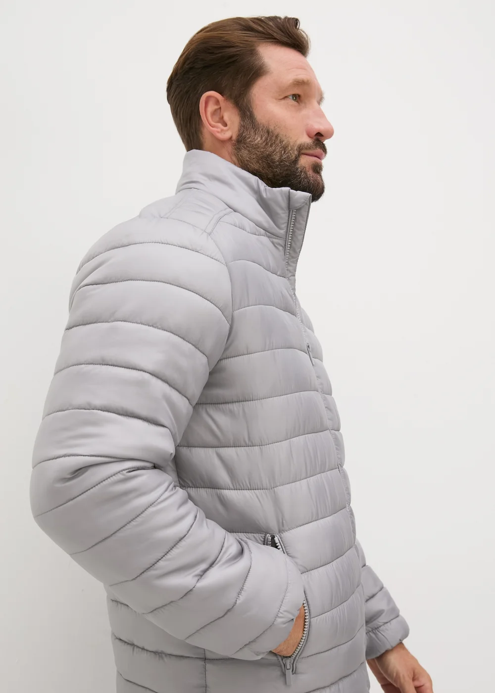 Grey Funnel Puffer Jacket - S Image 1