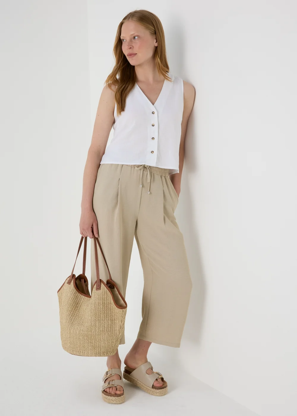 Stone Airflow Crop Leg Trousers - 8 Image 1